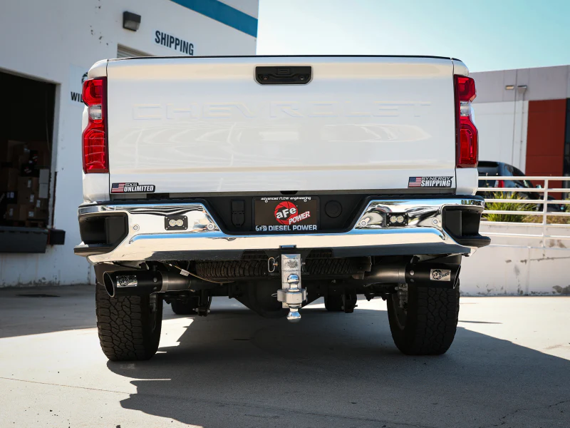 aFe Large Bore-HD 4in 409SS DPF-Back Exhaust System w/Black Tip 20 GM Diesel Trucks V8-6.6L (td) L5P - Image 2