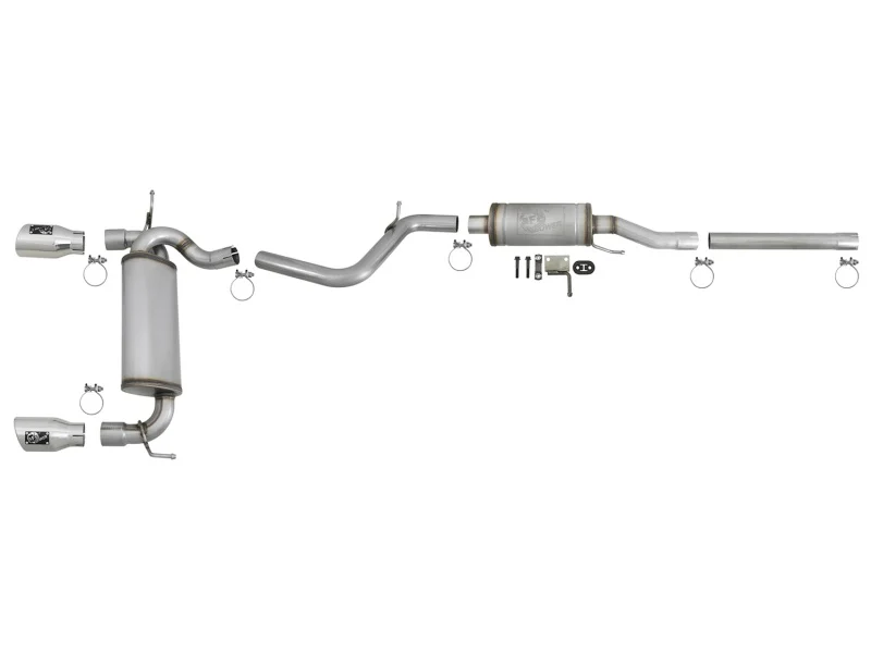 aFe Rebel Series 2.5in 409 SS Cat-Back Exhaust w/ Polished Tips 07+ Jeep Wrangler (JK) V6 3.6L/3.8L - Image 3