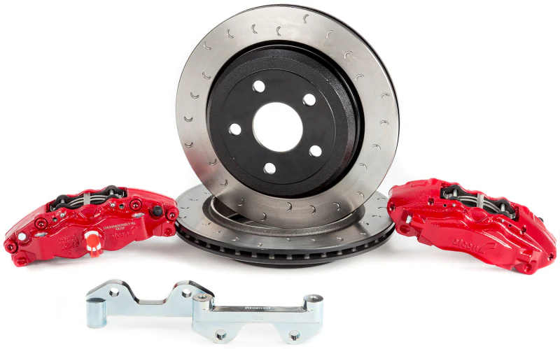 Alcon 2007+ Jeep JK-JL 330x22mm Rotors 4-Piston Calipers Rear Brake Kit (Includes Brake Lines) - Red - Image 2