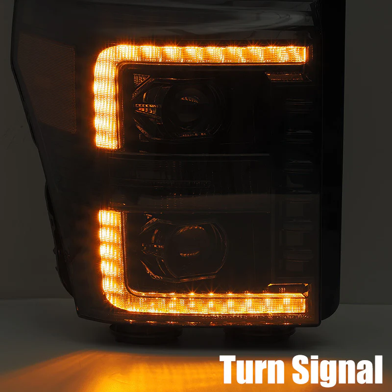 AlphaRex 11-16 Ford F-350 SD LUXX LED Proj Headlights Plank Style Alpha Blk w/Activ Light/Seq Signal - Image 5