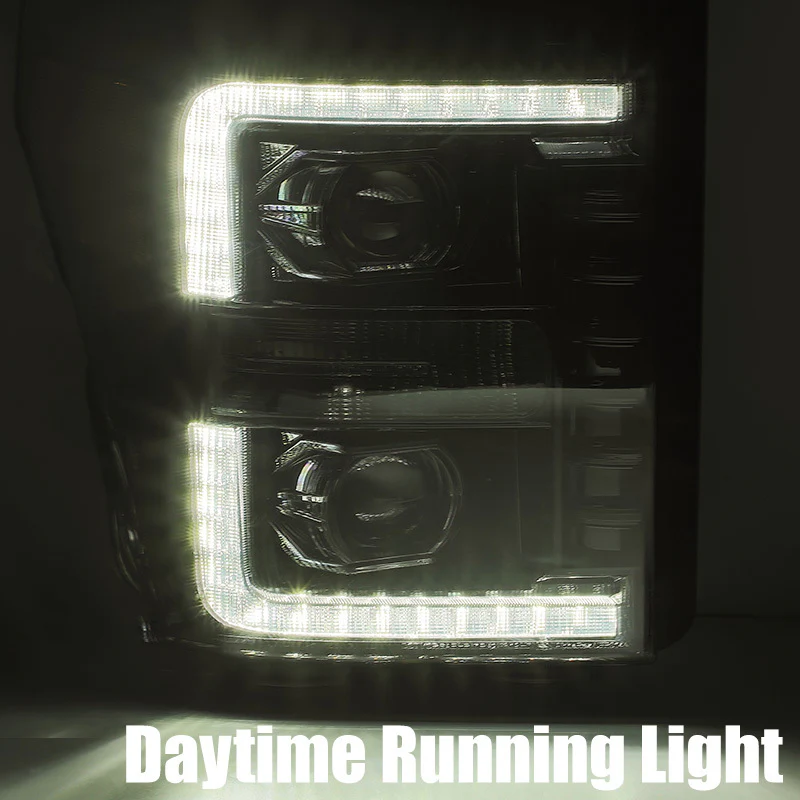 AlphaRex 11-16 Ford F-350 SD LUXX LED Proj Headlights Plank Style Alpha Blk w/Activ Light/Seq Signal - Image 6