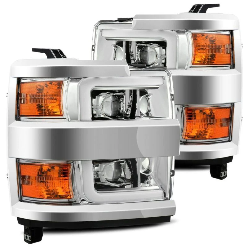 AlphaRex 15-19 Chevy Silverado 2500HD PRO-Series Headlight Plank Chrome w/Activ Light/Seq Signal/DRL - Image 2