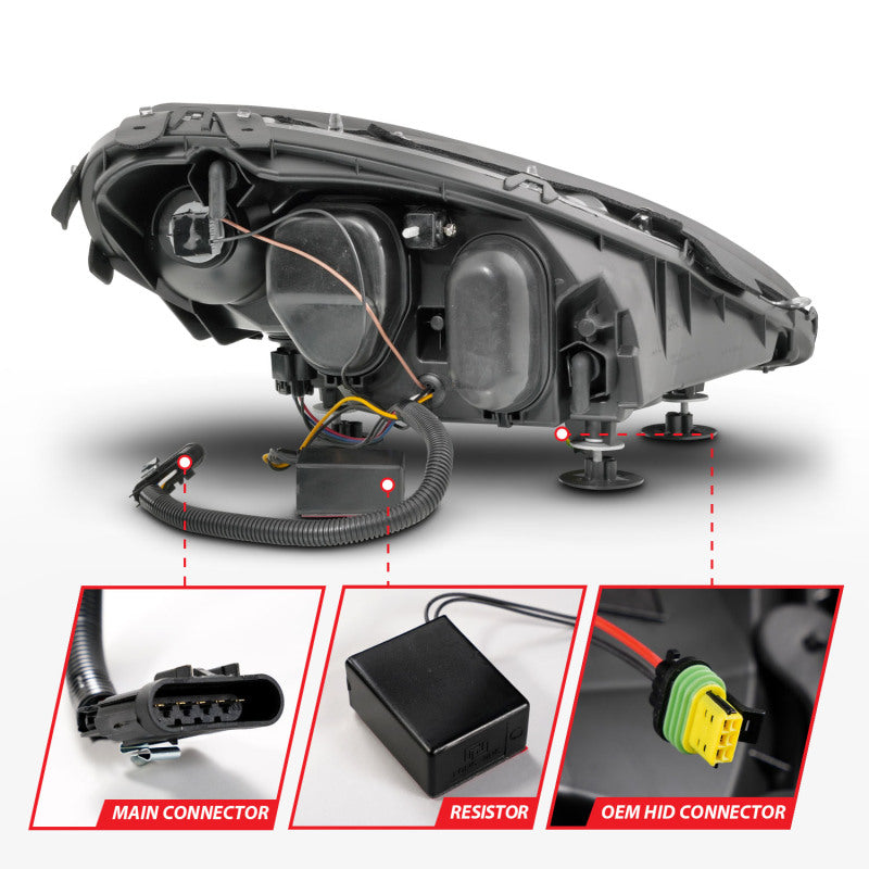 ANZO 05-13 Chevrolet Corvette Projector Headlights w/switchback & Sequential LED - Black Amber - Image 10