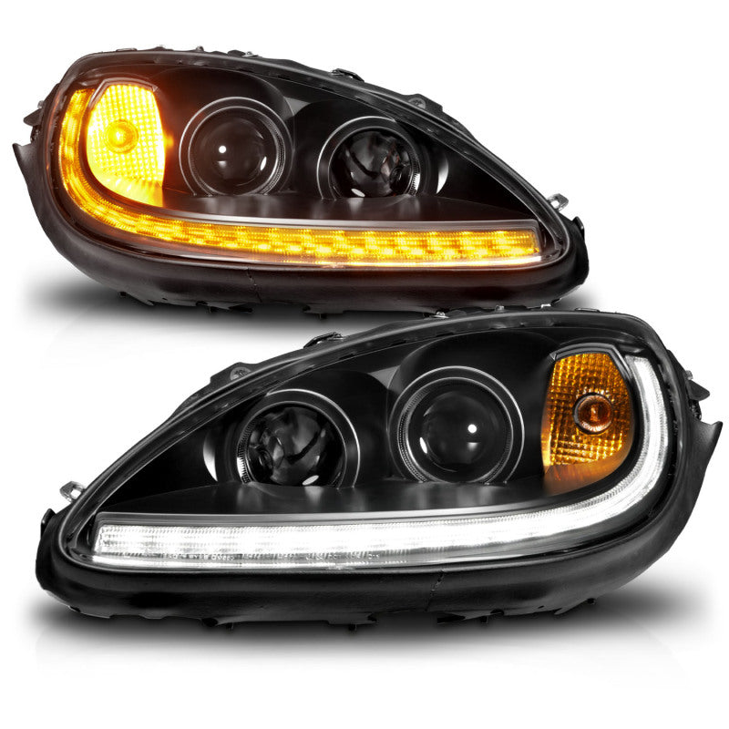 ANZO 05-13 Chevrolet Corvette Projector Headlights w/switchback & Sequential LED - Black Amber - Image 13
