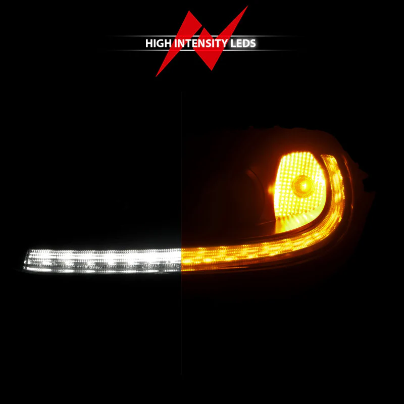 ANZO 05-13 Chevrolet Corvette Projector Headlights w/switchback & Sequential LED - Black Amber - Image 5