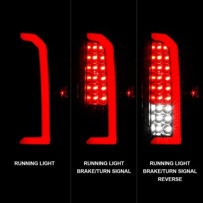 ANZO 15-21 Chevrolet Colorado Full LED Tail Lights w/ Red Lightbar Black Housing Clear Lens - Image 10