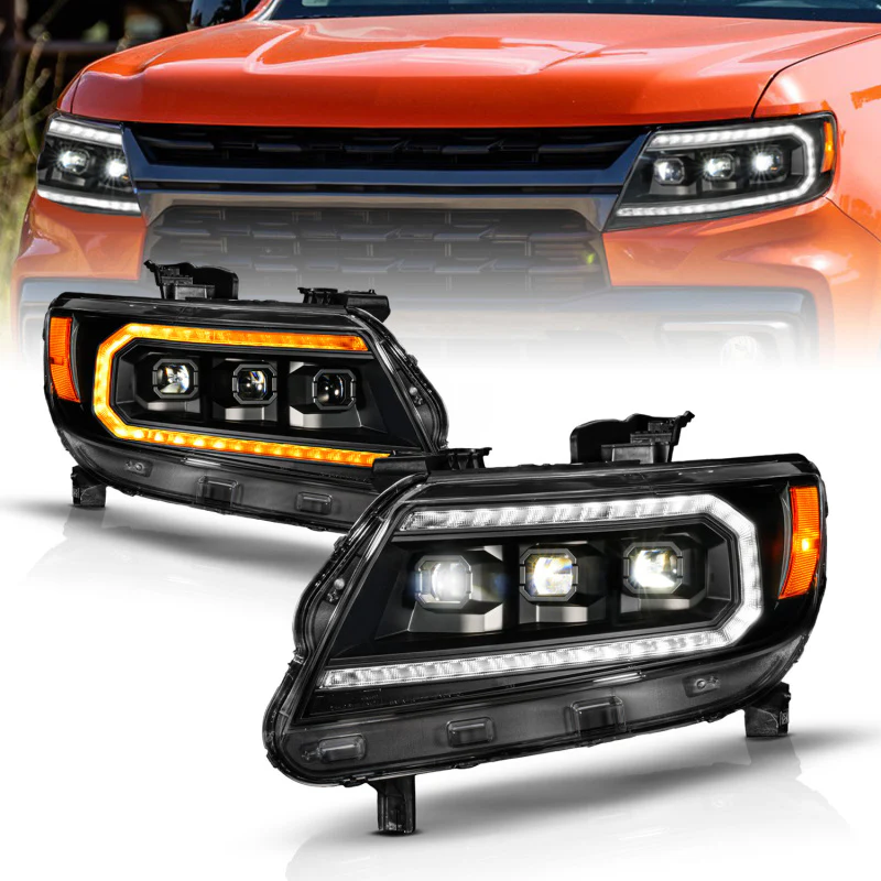 ANZO 15-22 Chevy Colorado Blk Housing Full LED DRL Projector Headlight w/ Sequential Light Bar - Image 2