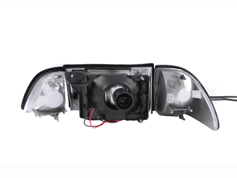 ANZO 1987-1993 Ford Mustang Crystal Headlights Chrome w/ Corner Lights 2pc - Image 4
