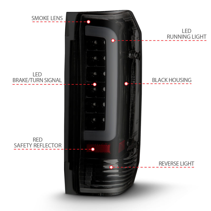 ANZO 1987-1996 Ford F-150 LED Taillights Black Housing Smoke Lens (Pair) - Image 13