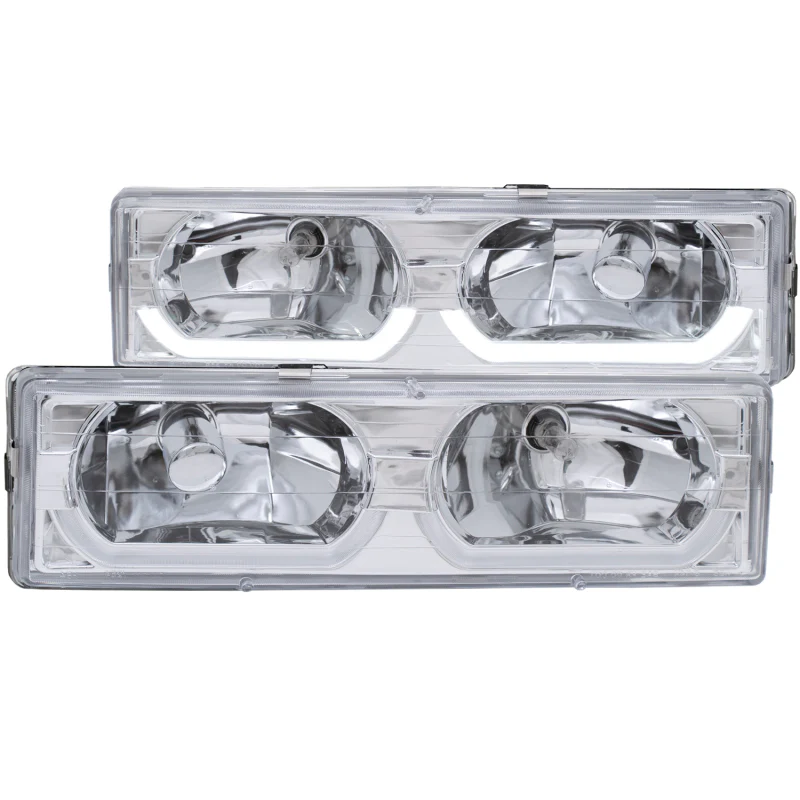 ANZO 1988-1998 Chevrolet C1500 Crystal Headlights Chrome w/ Low - Brow - Image 2