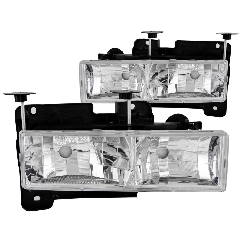 ANZO 1988-1998 Chevrolet C1500 Crystal Headlights Chrome w/o Bulbs - Image 2