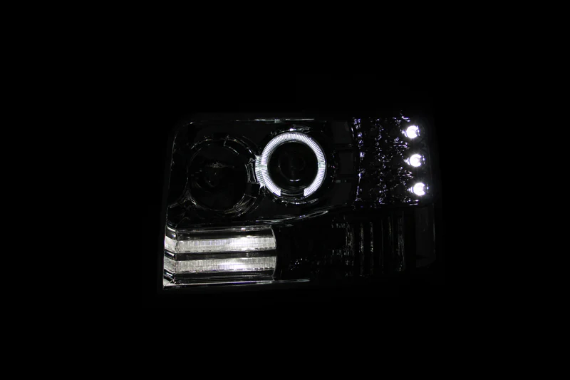 ANZO 1992-1996 Ford F-150 Projector Headlights w/ Halo Chrome w/ Side Markers and Parking Lights - Image 3