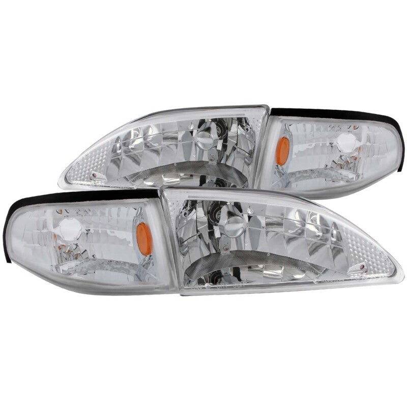 ANZO 1994-1998 Ford Mustang Crystal Headlights Chrome - Image 2