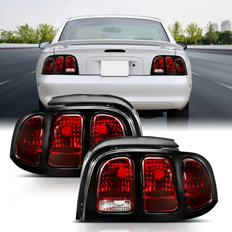 ANZO 1994-1998 Ford Mustang Taillight Dark Red Lens (OE Style) - Image 2