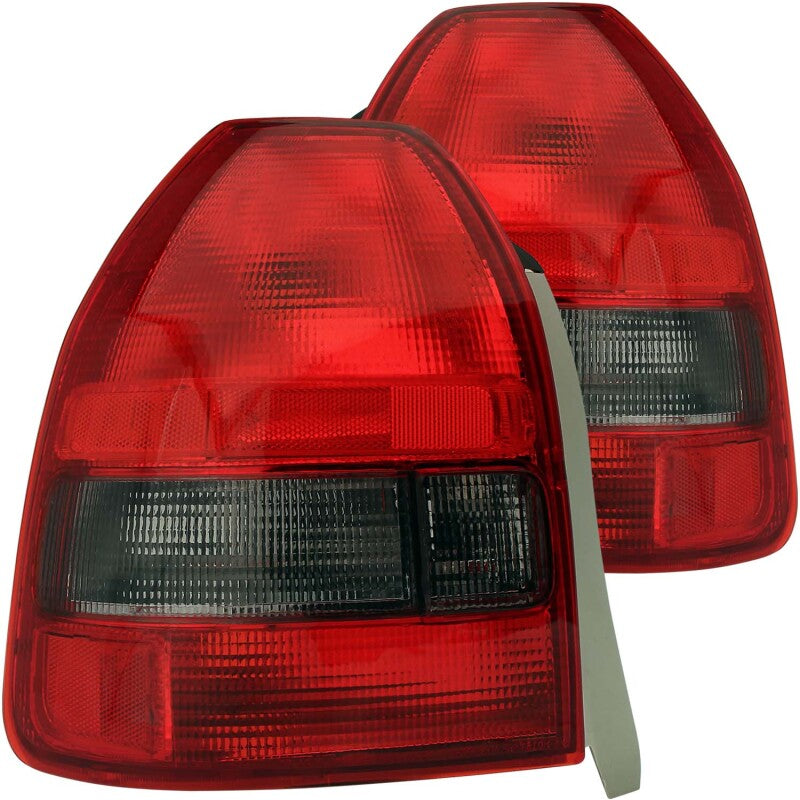 ANZO 1996-2000 Honda Civic Taillights Red/Smoke - Image 2