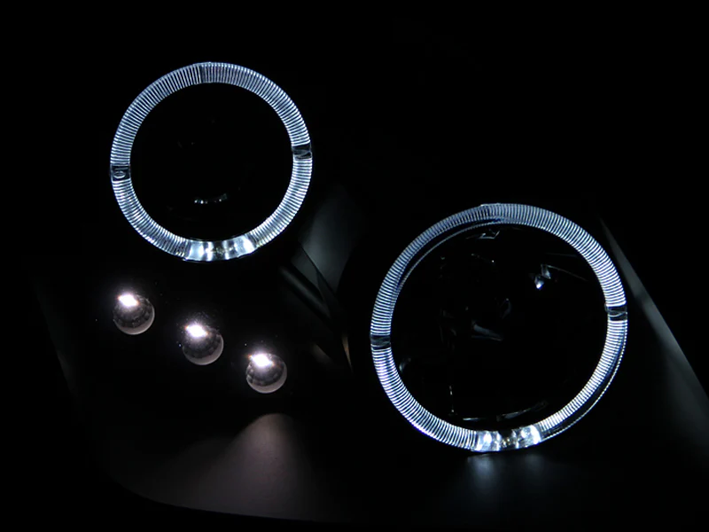 ANZO 1997-2001 Honda Prelude Projector Headlights w/ Halo Black w/ LED - Image 7