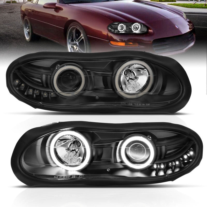 ANZO 1998-2002 Chevrolet Camaro Projector Headlights w/ Halo Black - Image 14