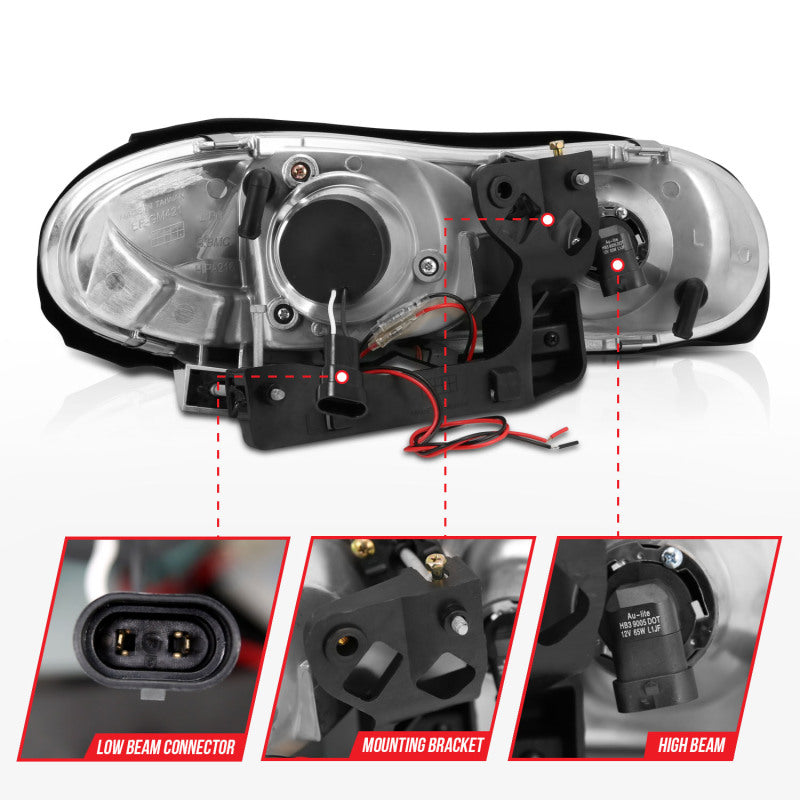 ANZO 1998-2002 Chevrolet Camaro Projector Headlights w/ Halo Black - Image 15