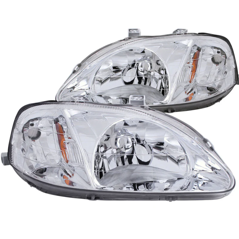 ANZO 1999-2000 Honda Civic Crystal Headlights Chrome - Image 2