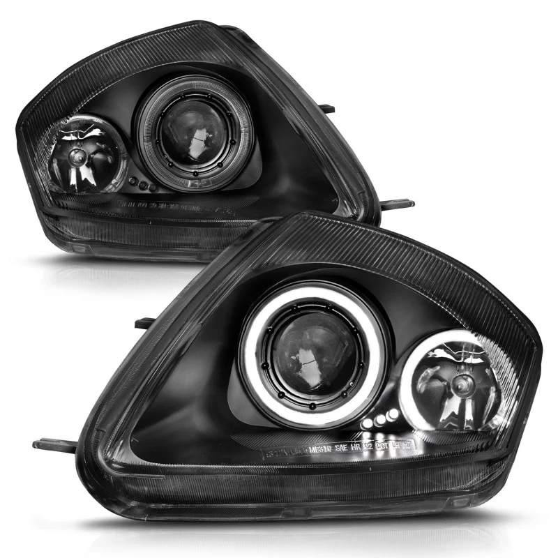 ANZO 2000-2005 Mitsubishi Eclipse Projector Headlights w/ Halo Black - Image 4
