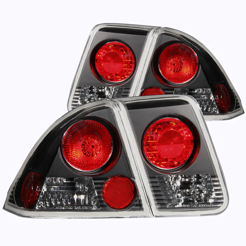 ANZO 2001-2004 Honda Civic Taillights Black - Image 2