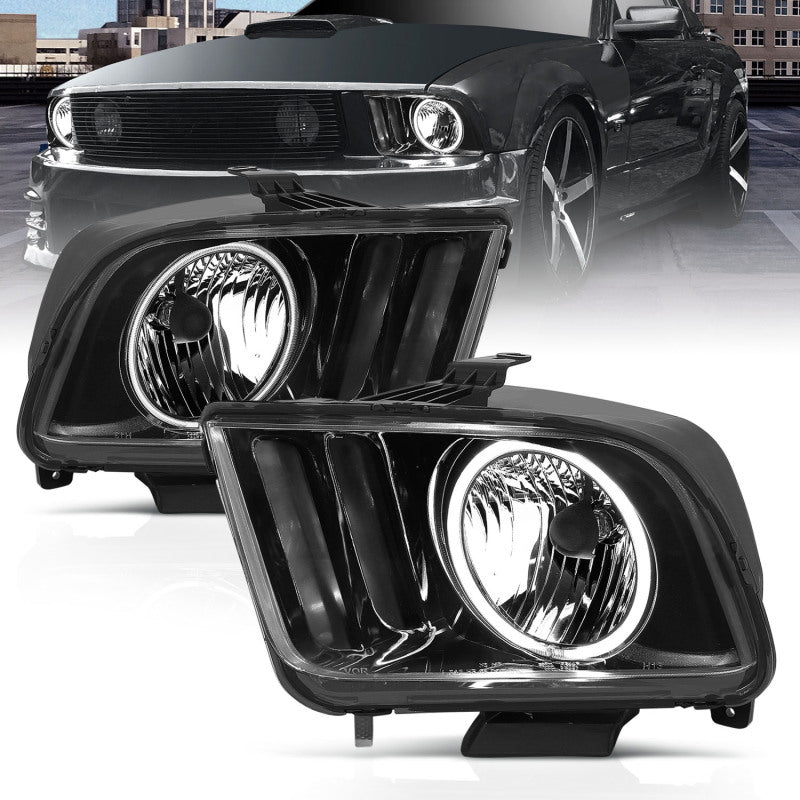 ANZO 2005-2009 Ford Mustang Crystal Headlights w/ Halo Black (CCFL) - Image 6