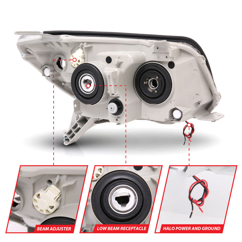ANZO 2006-2009 Toyota 4Runner Projector Headlights w/ Halo Black - Image 4