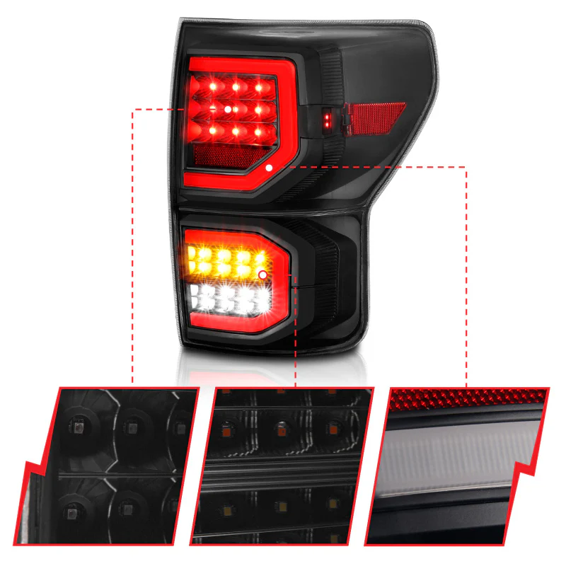 ANZO 2007-2013 Toyota Tundra LED Taillights Plank Style Black w/Smoke Lens - Image 11