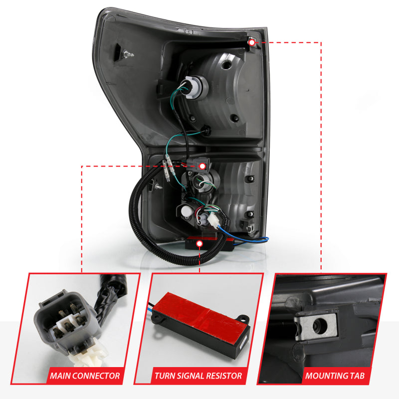 ANZO 2007-2013 Toyota Tundra LED Taillights Plank Style Black w/Smoke Lens - Image 14
