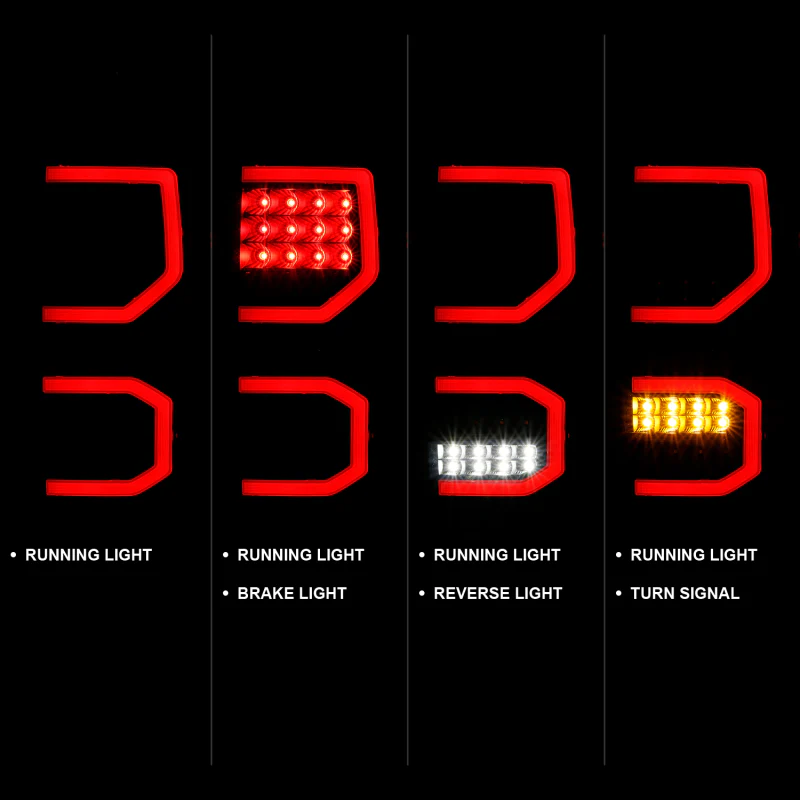 ANZO 2007-2013 Toyota Tundra LED Taillights Plank Style Black w/Smoke Lens - Image 6