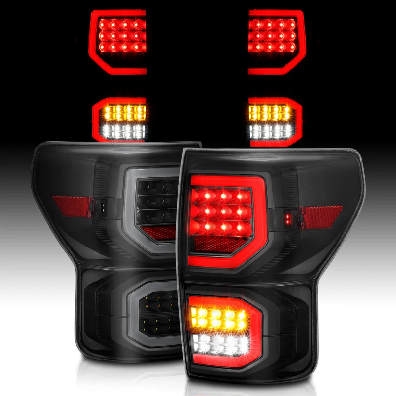 ANZO 2007-2013 Toyota Tundra LED Taillights Plank Style Black w/Smoke Lens - Image 9