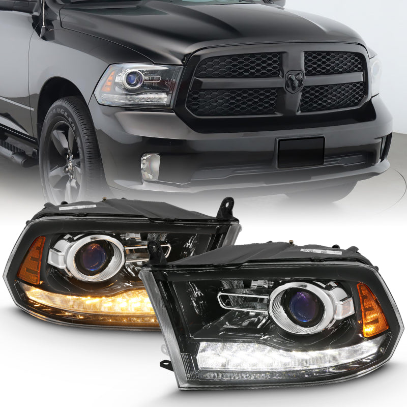 ANZO 2009-2018 Dodge Ram 1500 Projector Plank Style Switchback H.L Halo Black Amber (OE Style) - Image 5