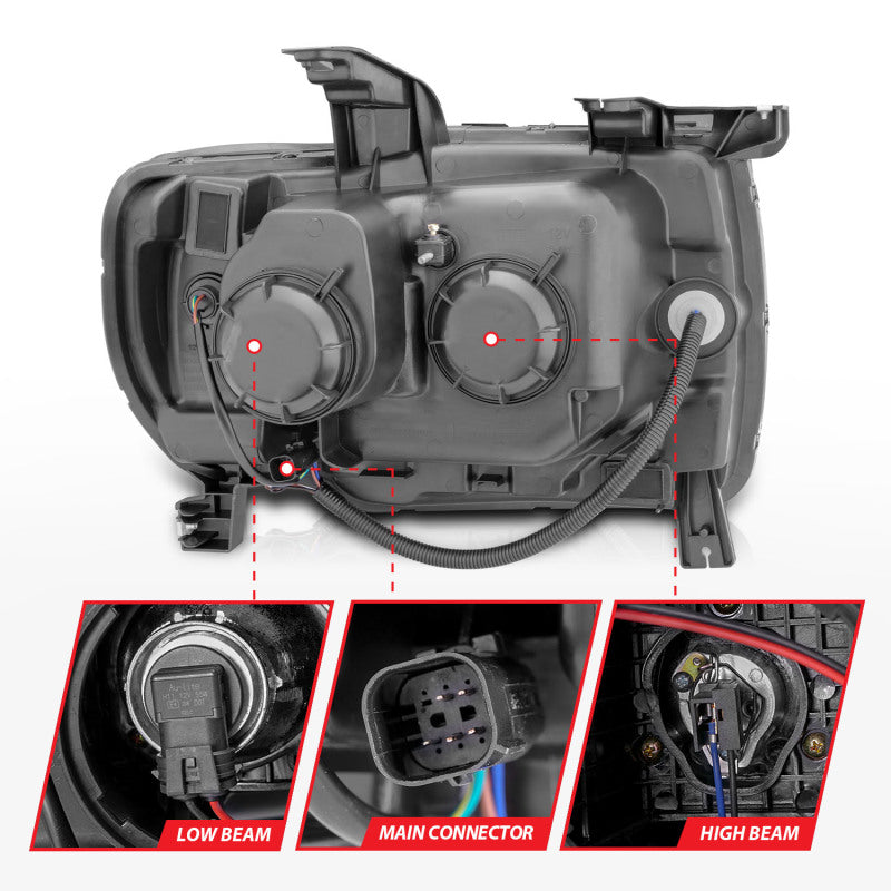 ANZO 2015+ GMC Canyon Projector Headlights w/ Plank Style Design Black w/ Amber - Image 10