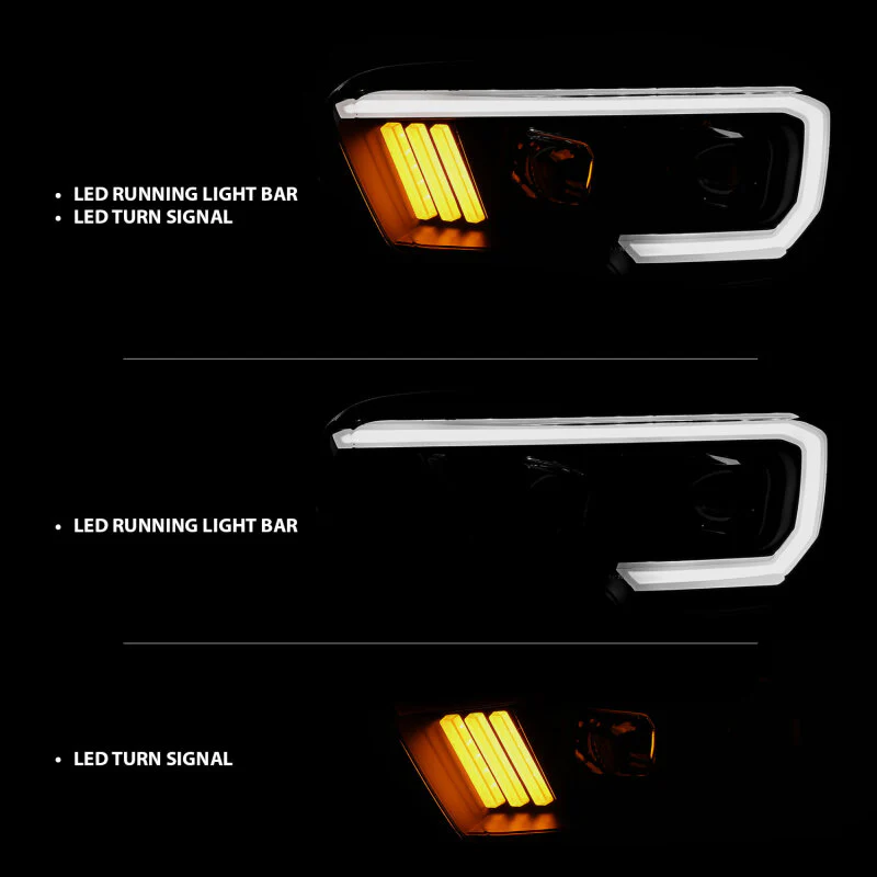 ANZO 2016-2017 Toyota Tacoma Projector Headlights w/ Plank Style Design Black/Amber w/ DRL - Image 16