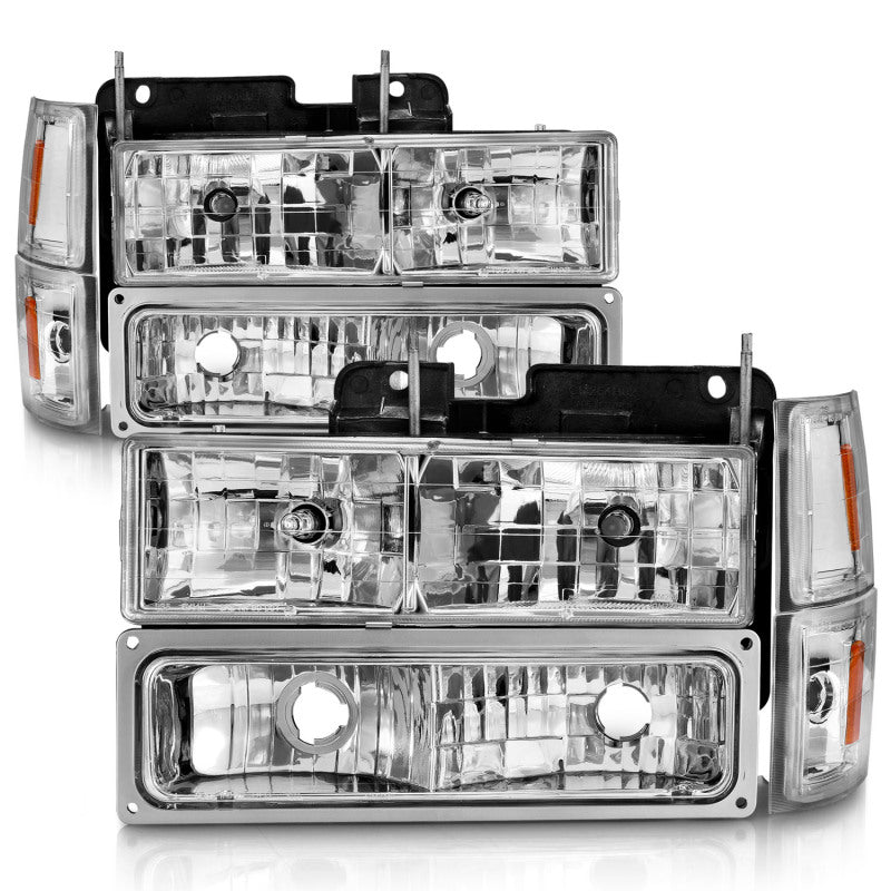 ANZO 88-98 Chevrolet C1500 Crystal Headlights Chrome w/ Signal and Side Marker Lights - Image 10