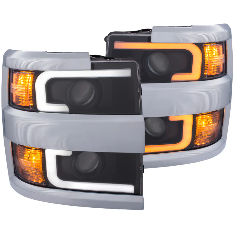 ANZO Projector Headlights 15-17 Chevrolet Silverado 2500HD / 3500HD Black w/ Chrome Rim - Image 13