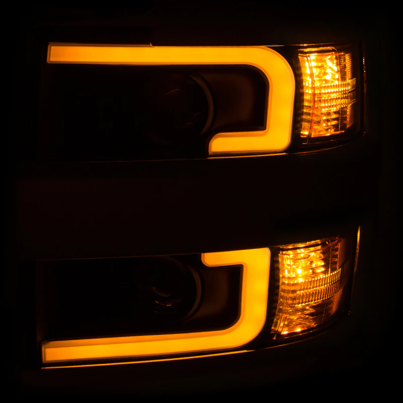ANZO Projector Headlights 15-17 Chevrolet Silverado 2500HD / 3500HD Black w/ Chrome Rim - Image 4