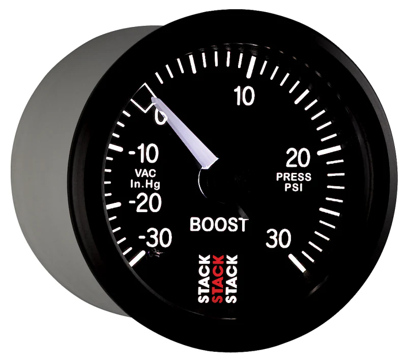 Autometer 52mm Stack Instruments -30INHG to +30PSI Mechanical Boost Gauge - Black - Image 2