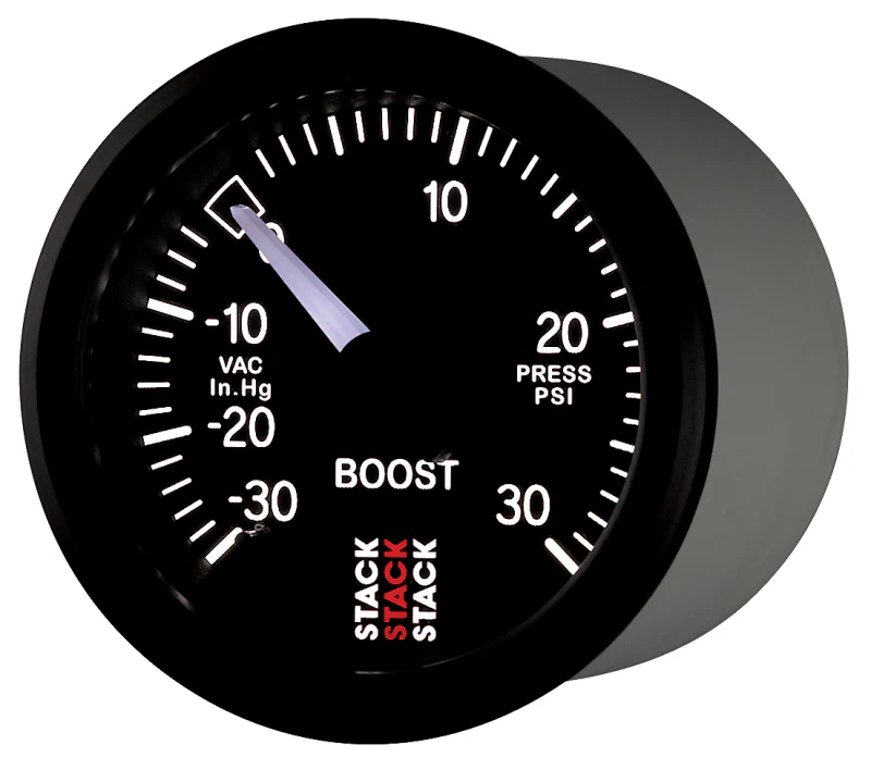 Autometer 52mm Stack Instruments -30INHG to +30PSI Mechanical Boost Gauge - Black - Image 3