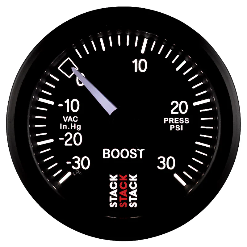 Autometer 52mm Stack Instruments -30INHG to +30PSI Mechanical Boost Gauge - Black - Image 4