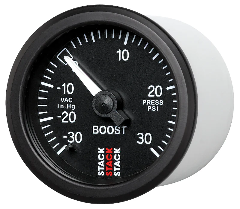 Autometer 52mm Stack Instruments -30INHG to +30PSI Mechanical Boost Gauge - Black - Image 6