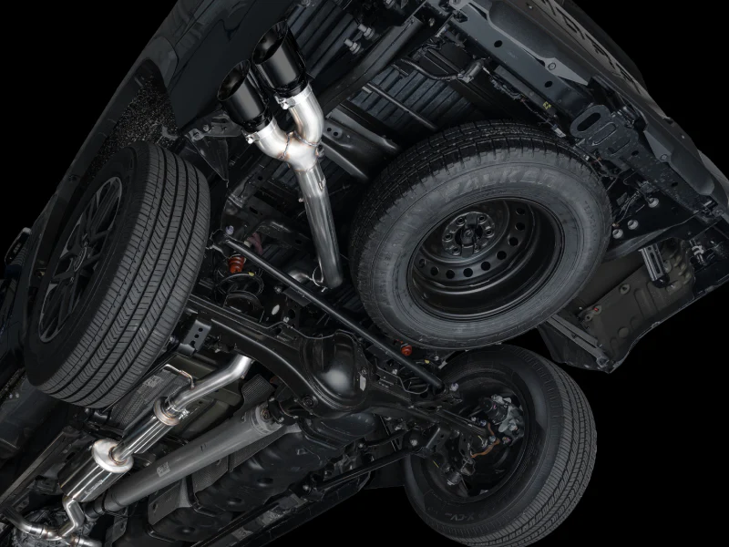 AWE Tuning 0FG Exhaust for 3rd Gen Toyota Tundra - Dual Diamond Black Tips - Image 2