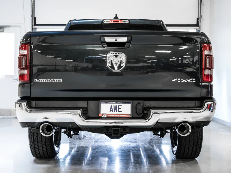 AWE Tuning 19-21 RAM 1500 5.7L (w/Cutouts) 0FG Dual Rear Exit Cat-Back Exhaust - Chrome Silver Tips - Image 8