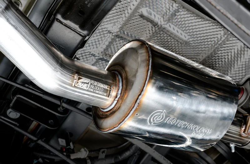 AWE Tuning 20-21 Jeep Gladiator JT 3.6L Tread Edition Cat-Back Single Side Exhaust - Diamond Blk Ti - Image 3