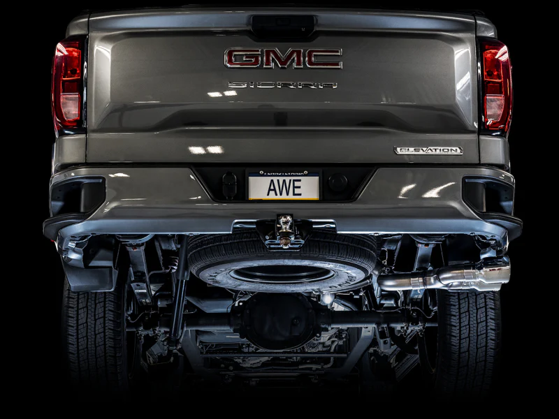 AWE Tuning 4th Gen GM 1500 5.3L 0FG Cat-Back Dual Side Exit (Flat Bumper) - Chrome Tips - Image 2