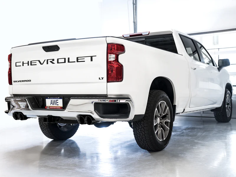 AWE Tuning 4th Gen GM 1500 5.3L 0FG Cat-Back Split Rear Exit (w/ Bumper Cutouts) - Quad Diamond Tips - Image 2
