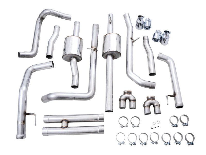 AWE Tuning 4th Gen GM 1500 6.2L 0FG Cat-Back Split Rear Exit (w/ Bumper Cutouts) - Quad Chrome Tips - Image 17