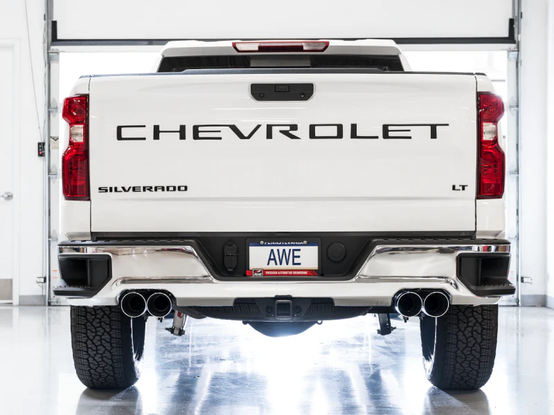 AWE Tuning 4th Gen GM 1500 6.2L 0FG Cat-Back Split Rear Exit (w/ Bumper Cutouts) - Quad Chrome Tips - Image 30