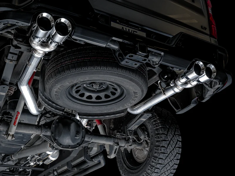 AWE Tuning 4th Gen GM 1500 6.2L 0FG Cat-Back Split Rear Exit (w/ Bumper Cutouts) - Quad Chrome Tips - Image 7