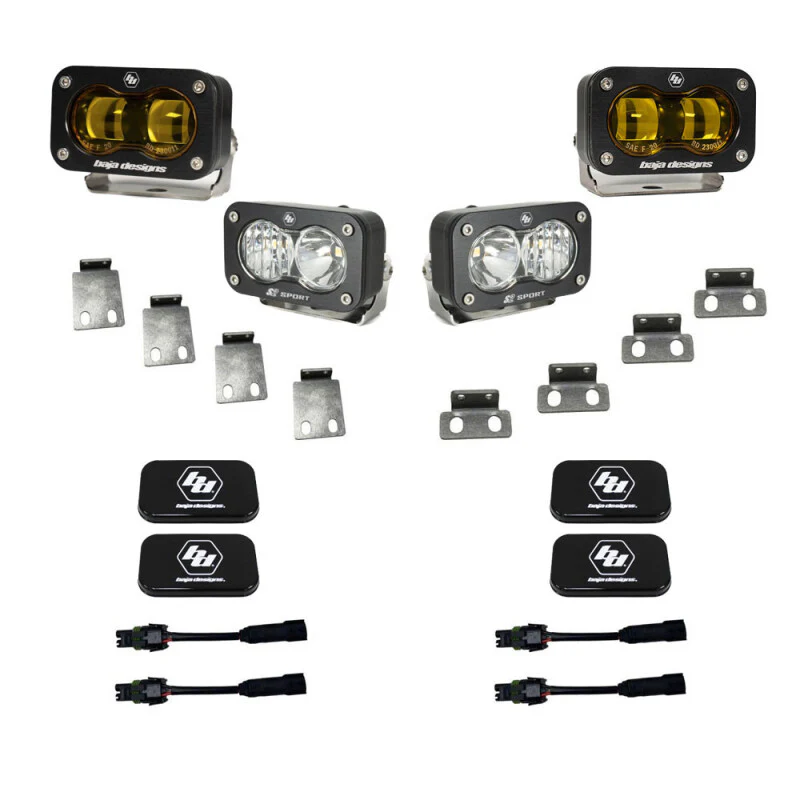 Baja Designs 21+ Ford Raptor/22+ Bronco S2 SAE Pro Fog Pocket Light Kit Clear/Amber - Image 2